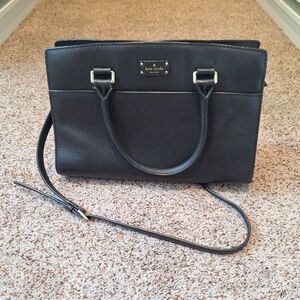 kate spade Black Leather Coley Grove Street Satchel with Crossbody Strap